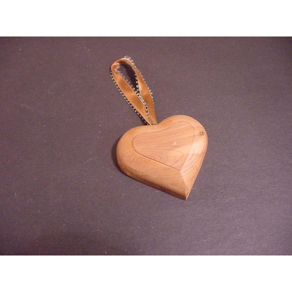 Small Wood Carved Heart with Lace Hanger